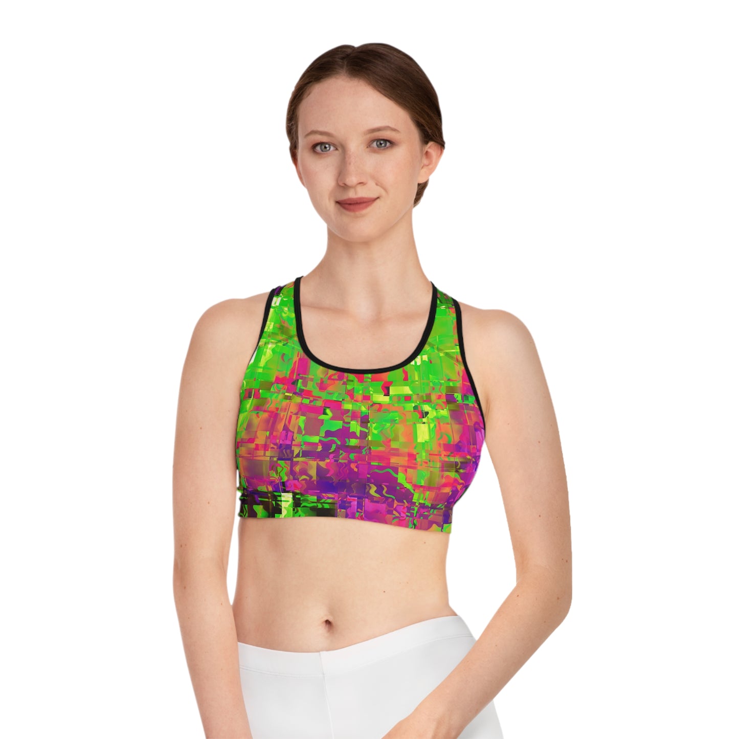 Vibrant Abstract Sports Bra for Athletic Style and Comfort