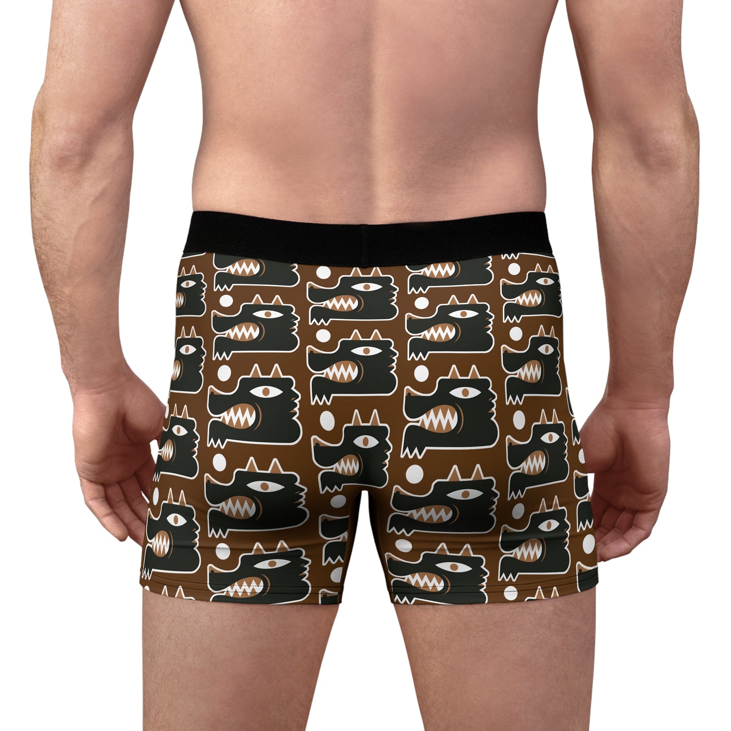 Men's Boxer Briefs with Bold Wolf Man Print - Comfortable and Stylish Underwear for Everyday Wear