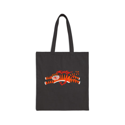 Eco-Friendly Cotton Canvas Tote Bag with Vibrant Tiger Heart Design