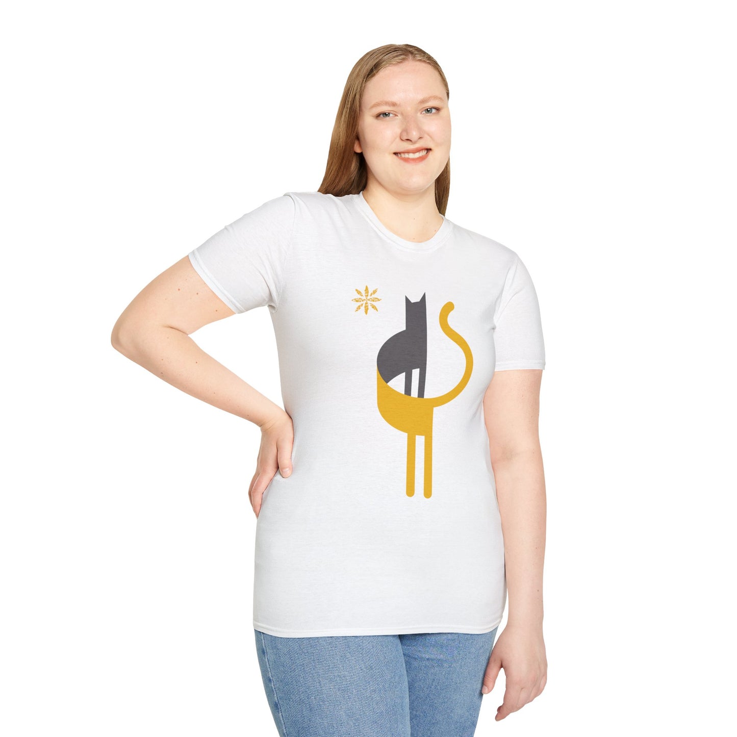 FlatCat Unisex T-Shirt – Softstyle Tee with Minimalist Flat Cat Design