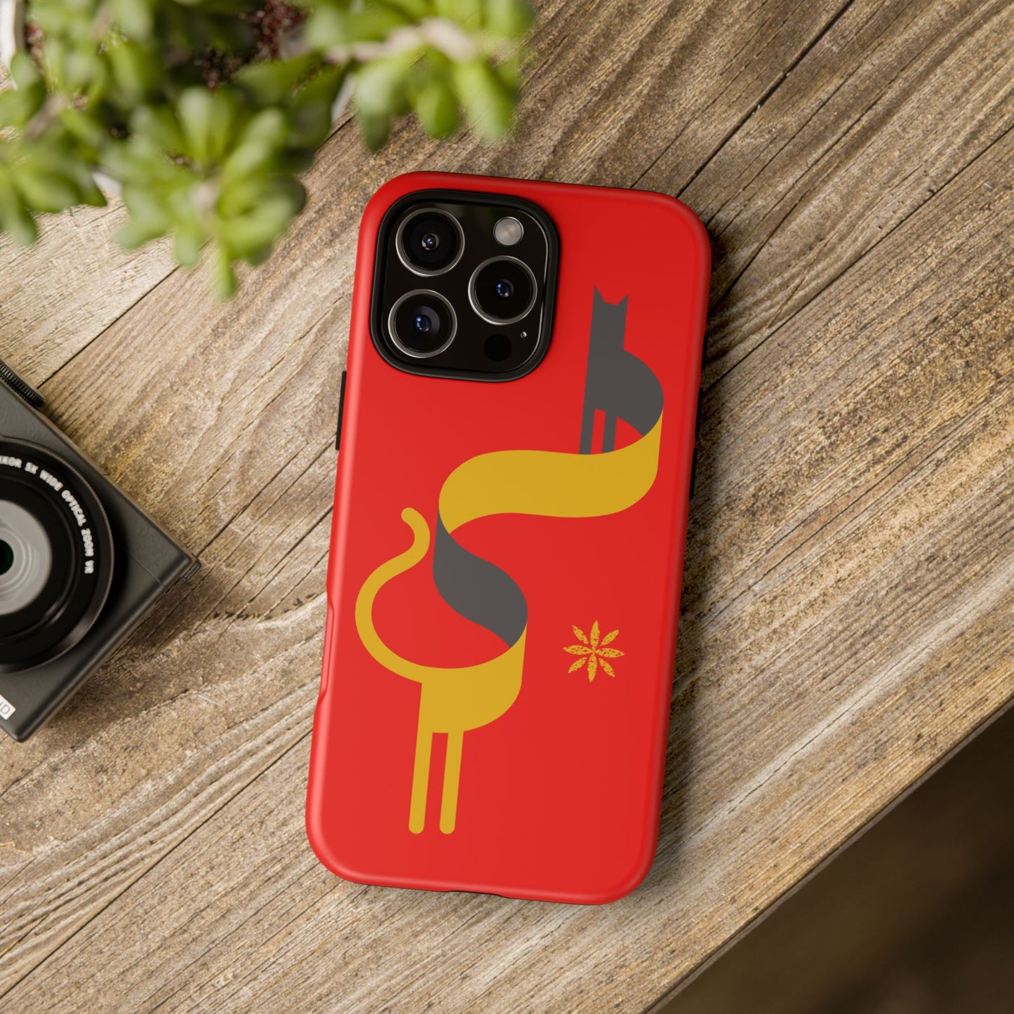 FlatCat Rugged Phone Case - Durable Red Cover