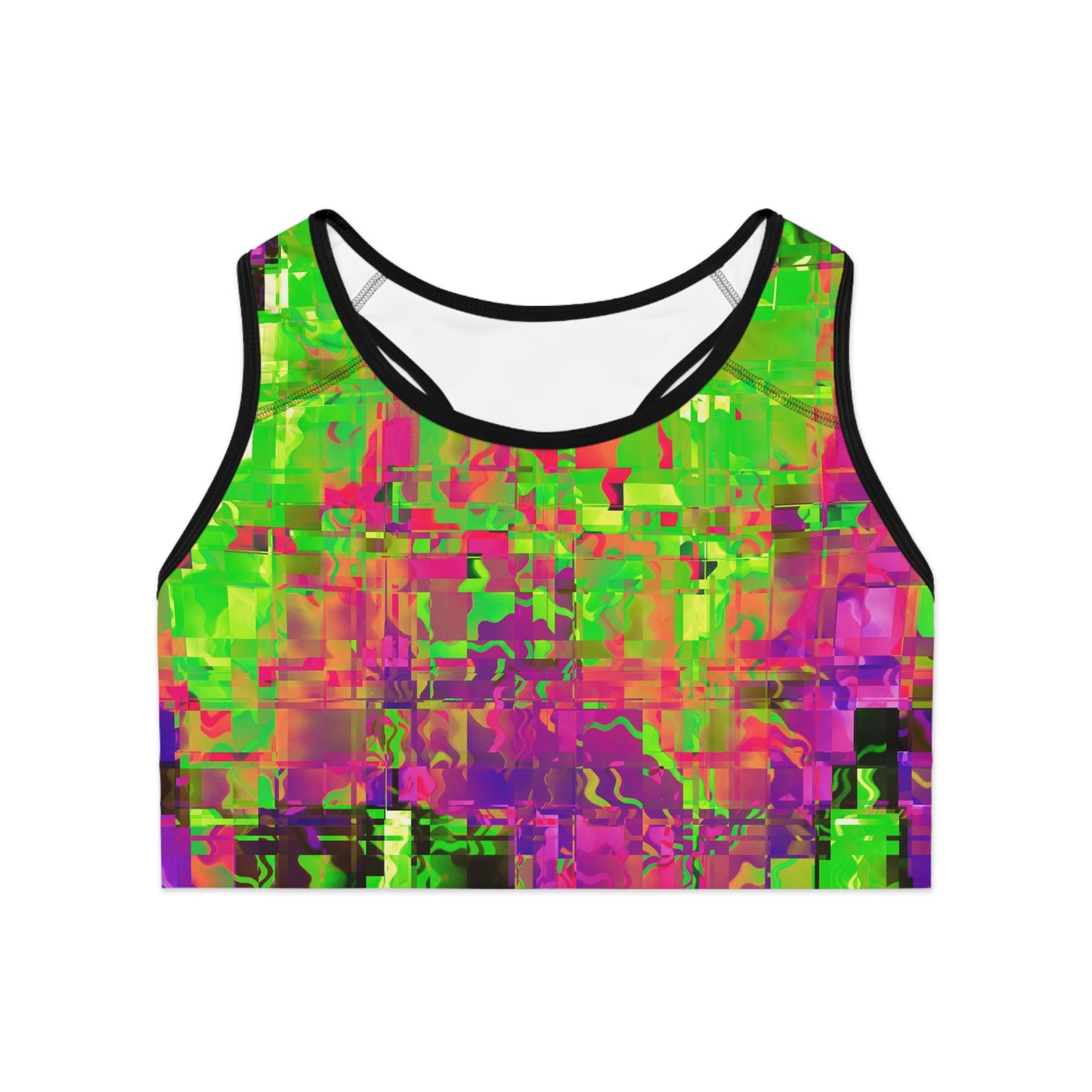 Vibrant Abstract Sports Bra for Athletic Style and Comfort
