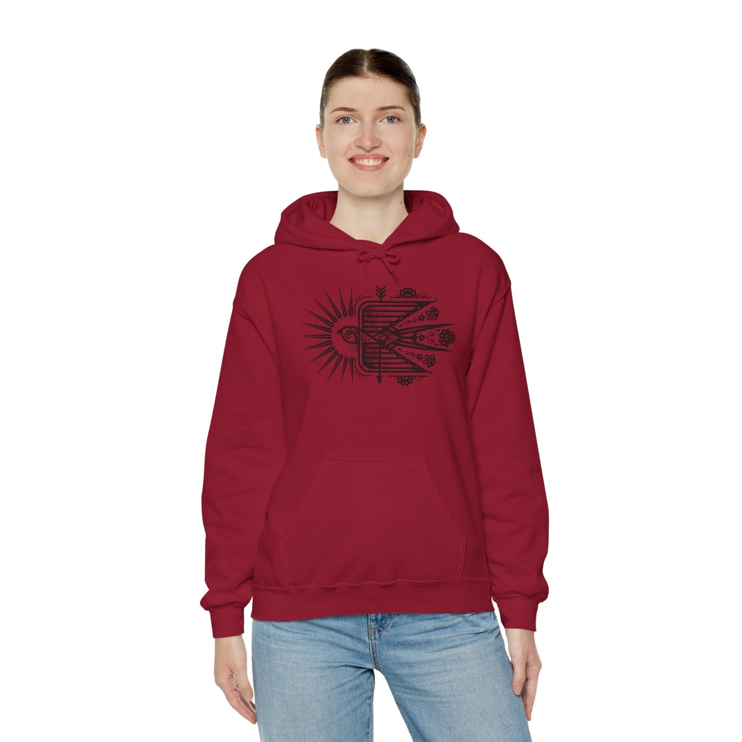 Swallow Unisex Hoodie – Heavy Blend™ Fleece Sweatshirt with Bird Design