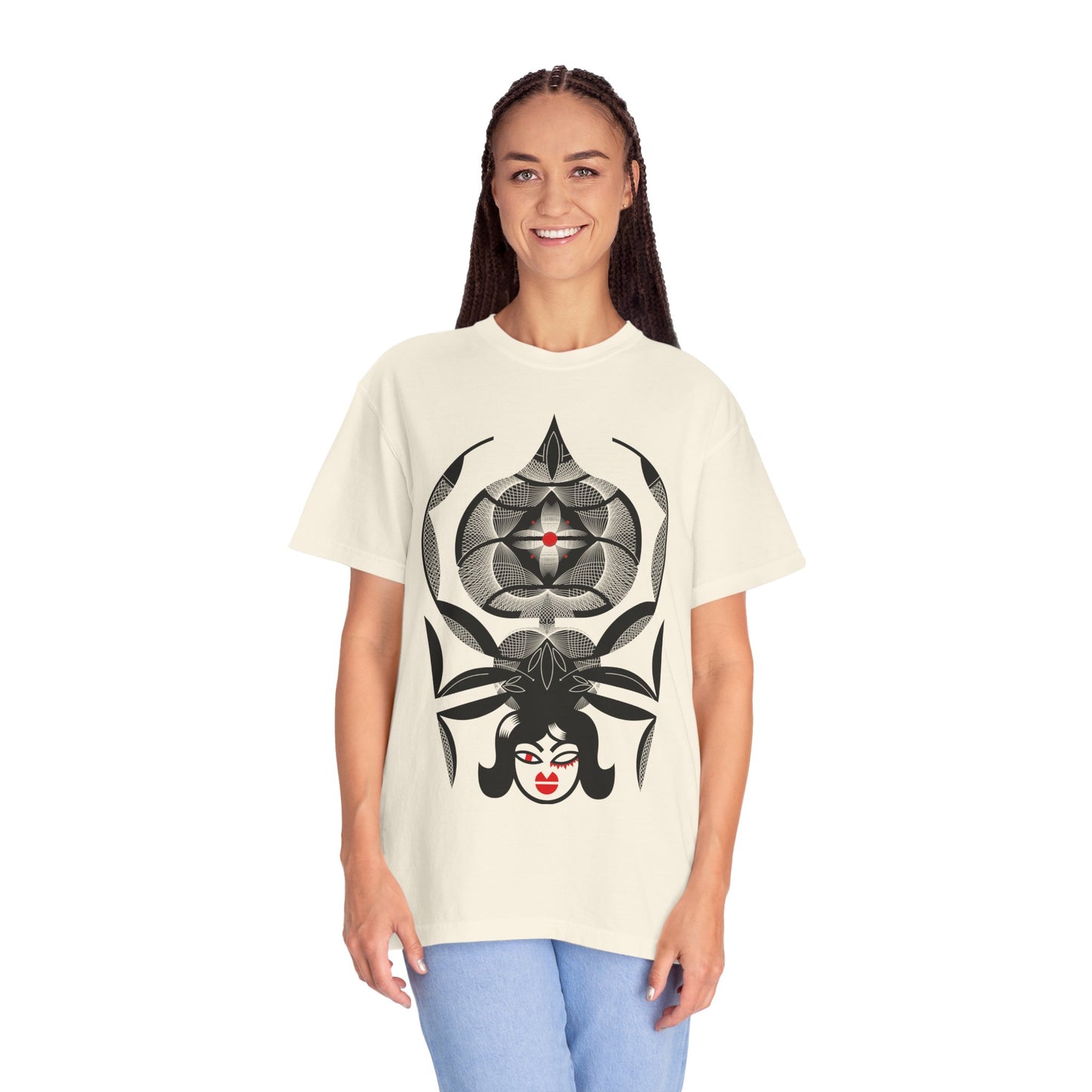 Gothic Graphic Unisex T-Shirt - Stylish Spider & Femme Fatale Design