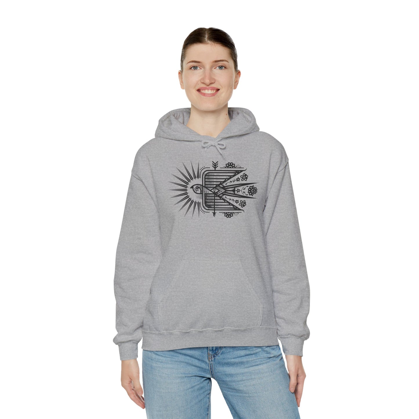 Swallow Unisex Hoodie – Heavy Blend™ Fleece Sweatshirt with Bird Design