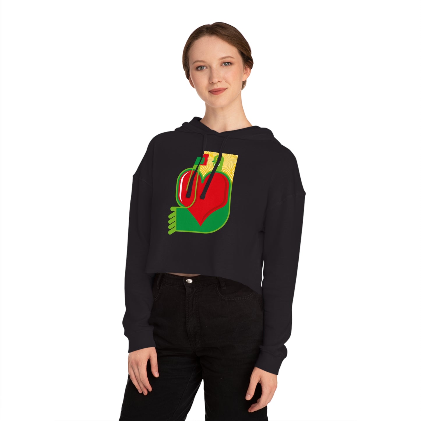 Heartfelt Love Cropped Hoodie for Women | Stylish & Comfortable Sweatshirt