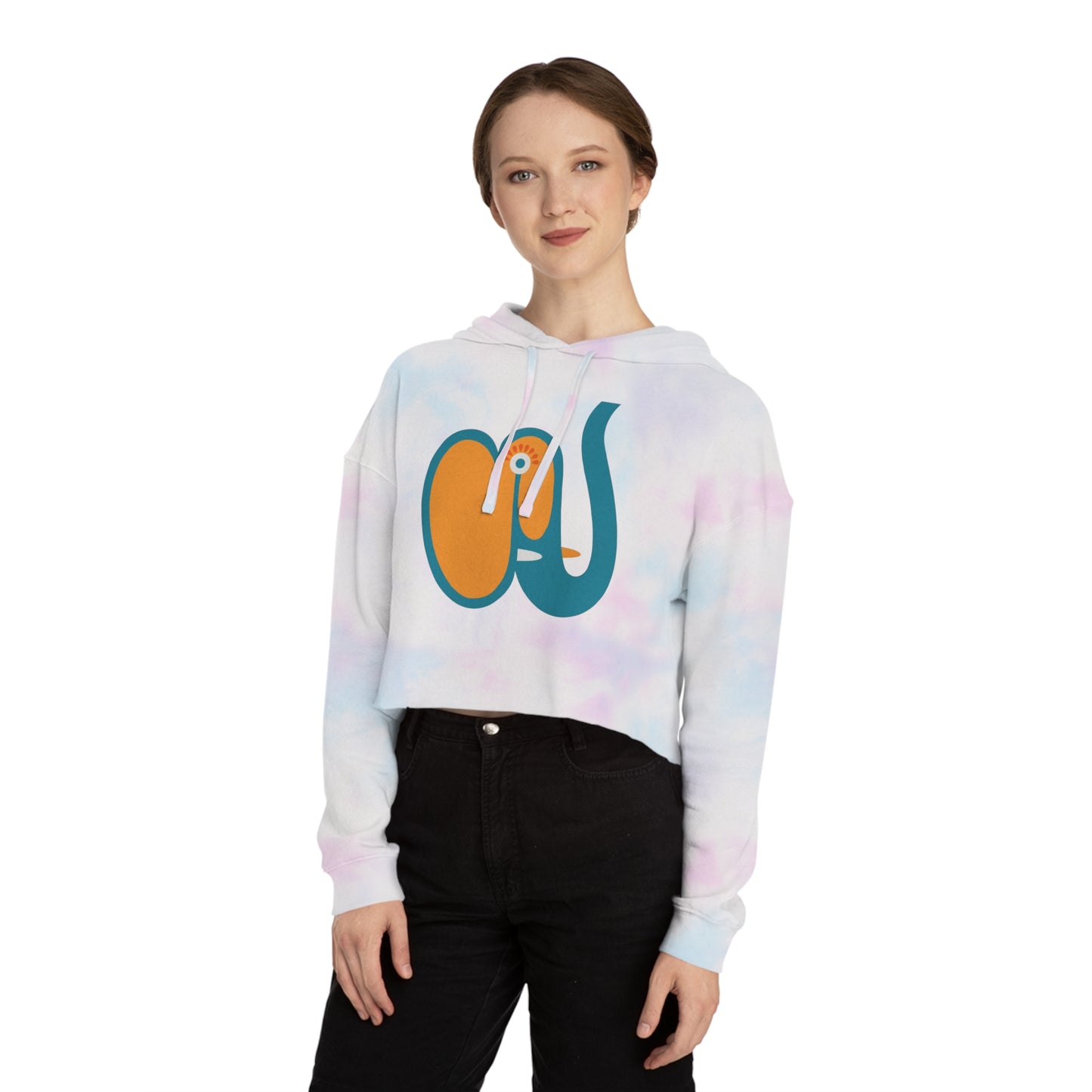 Whimsical Cropped Hooded Sweatshirt - Elefant Design for Women