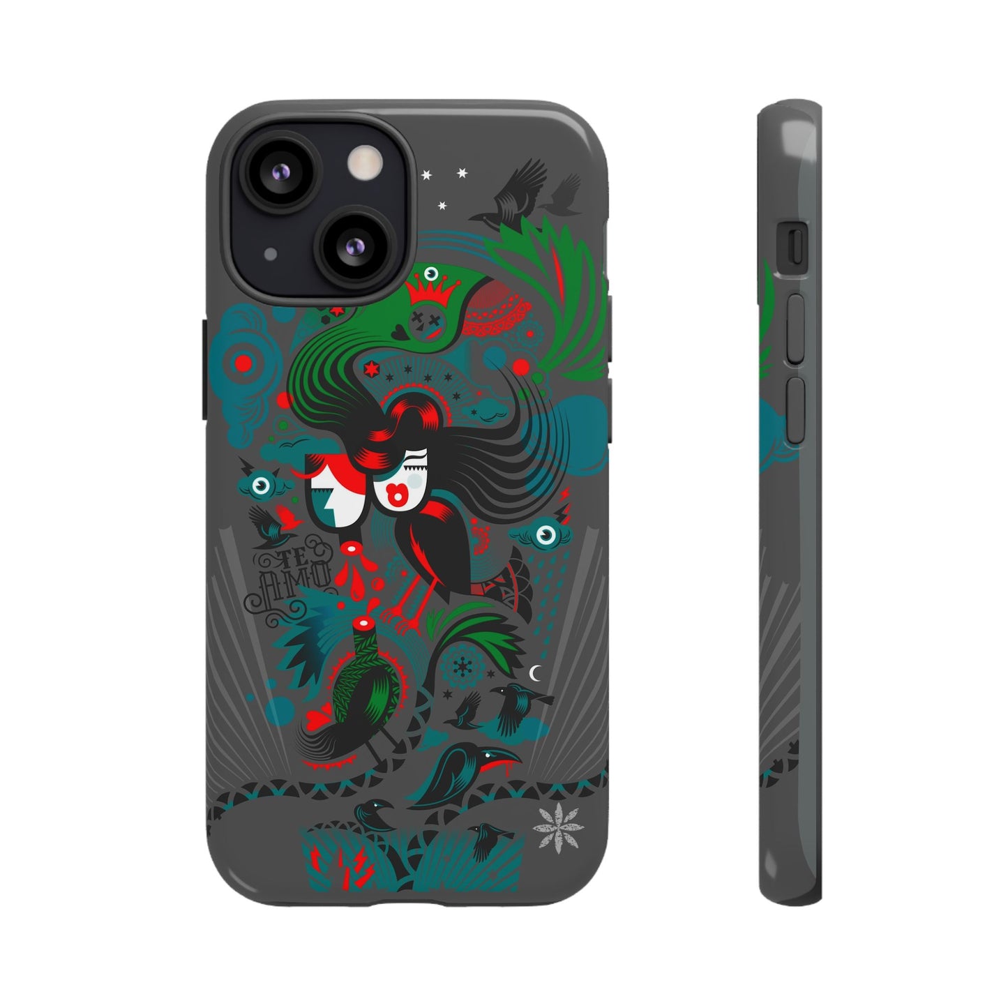 Te Amo Black Birds - Rugged Phone Case