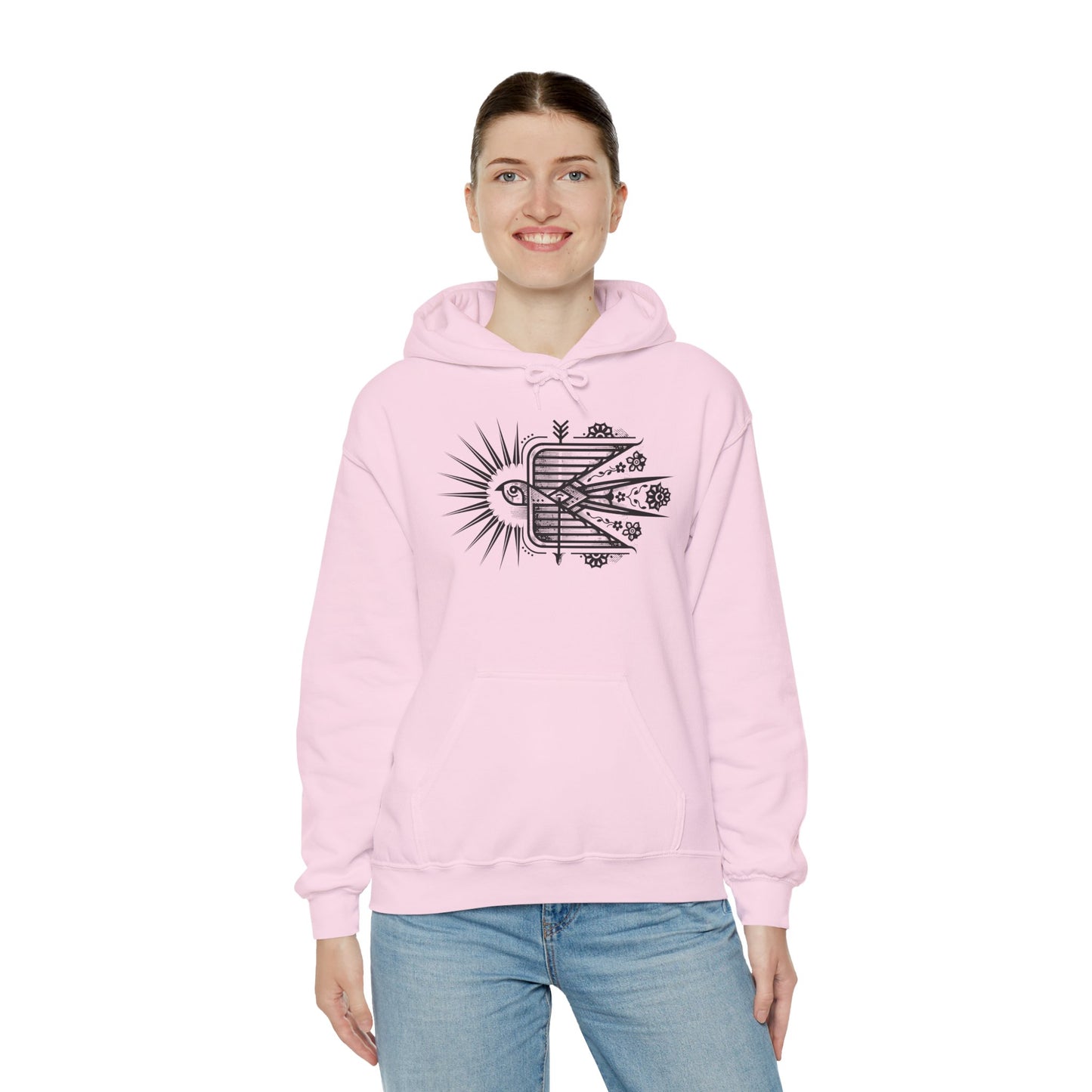 Swallow Unisex Hoodie – Heavy Blend™ Fleece Sweatshirt with Bird Design