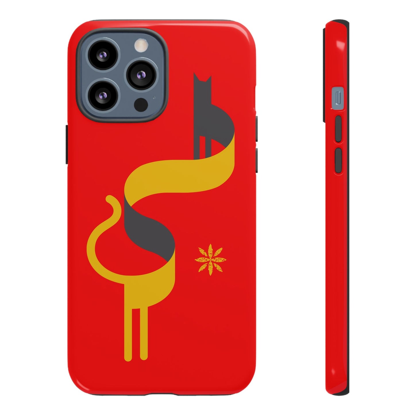 FlatCat Rugged Phone Case - Durable Red Cover